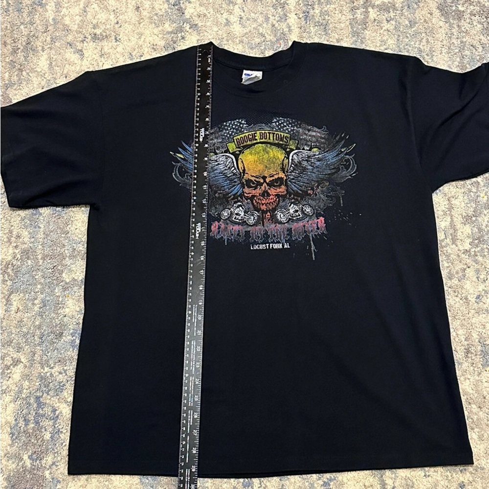 Boogie Bottoms Rally By The River Locust Fork AL T-shirt Skulls Wings Motorcycle - Picture 5 of 7